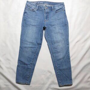 TALBOTS womens JEANS girlfriend FLAWLESS denim BLUE distressed SIZE 8P
